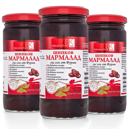 3 броя Шипков мармалад със сок от фурма без захар - 100% биологична шипка
